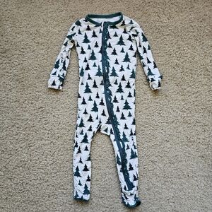 KicKee Pants bamboo blend coverall one piece christmas tree ruffle holiday 9-12